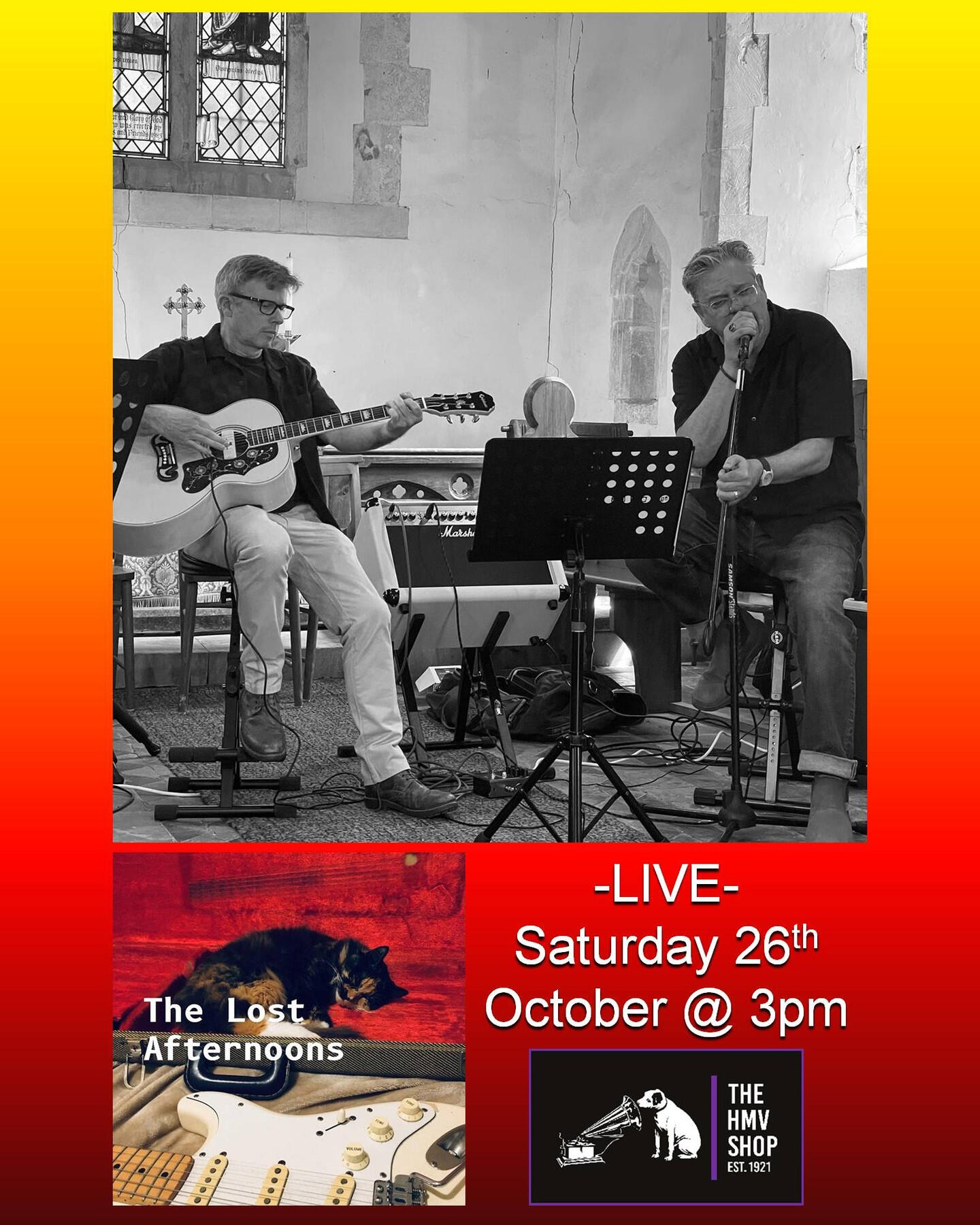 A poster for The Lost Afternoons performance at HMV Canterbury, 26th October 2024.